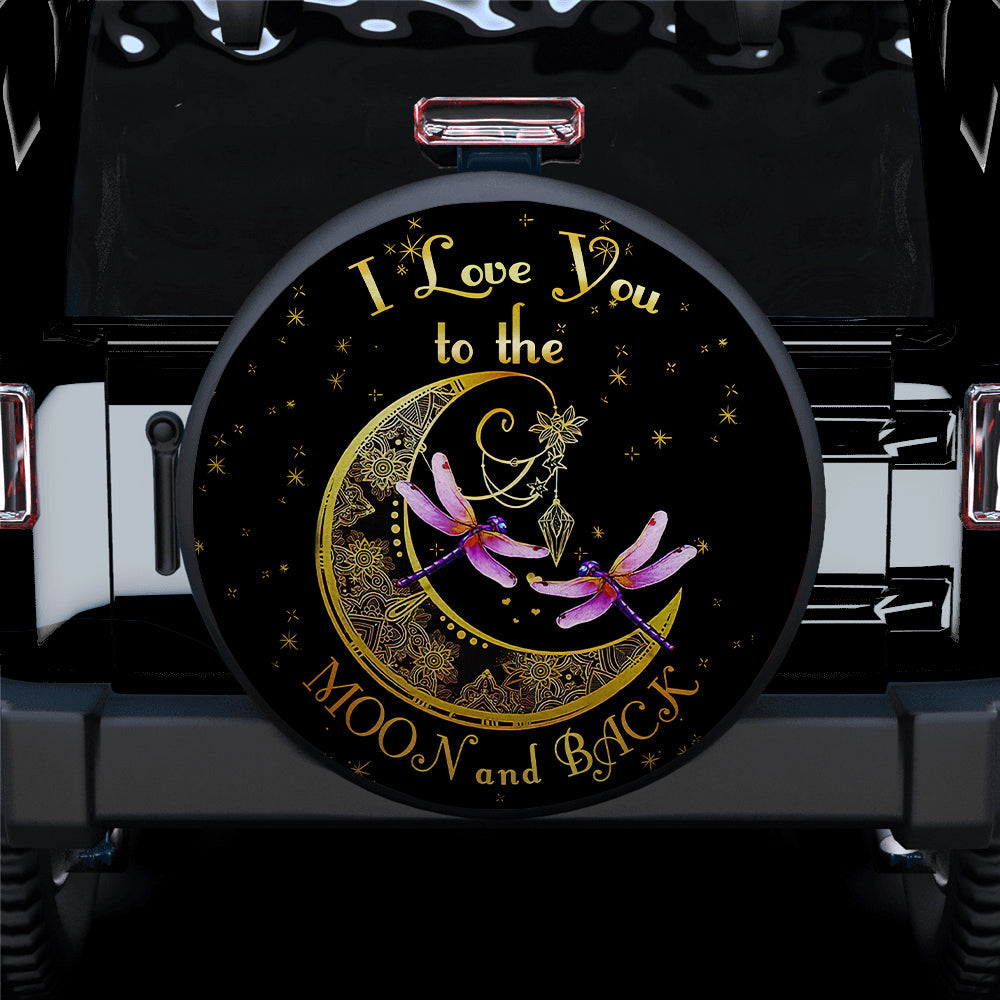 Dragonfly Love To The Moon Jeep Car Spare Tire Cover