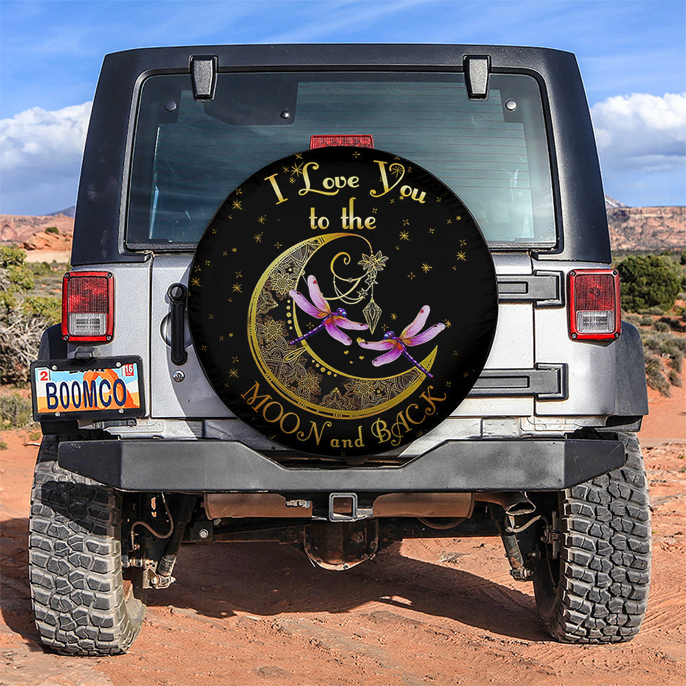 Dragonfly Love To The Moon Jeep Car Spare Tire Cover