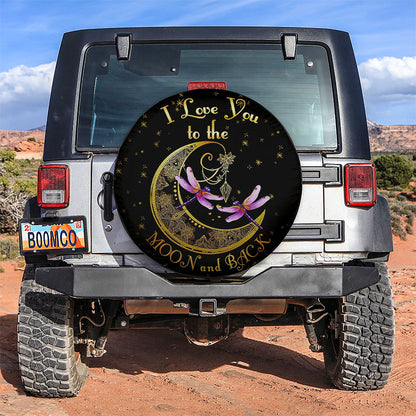 Dragonfly Love To The Moon Jeep Car Spare Tire Cover