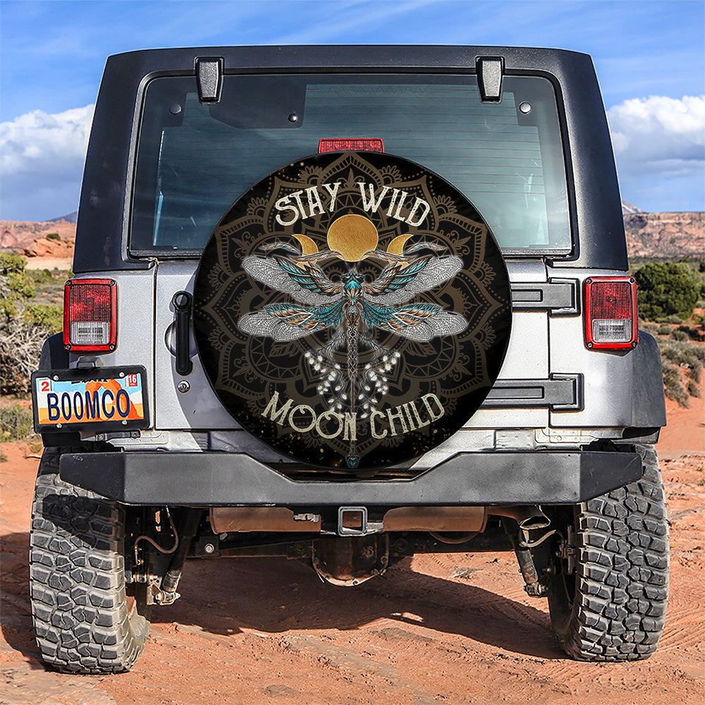 Dragonfly Stay Wild Moon Child Car Spare Tire Cover