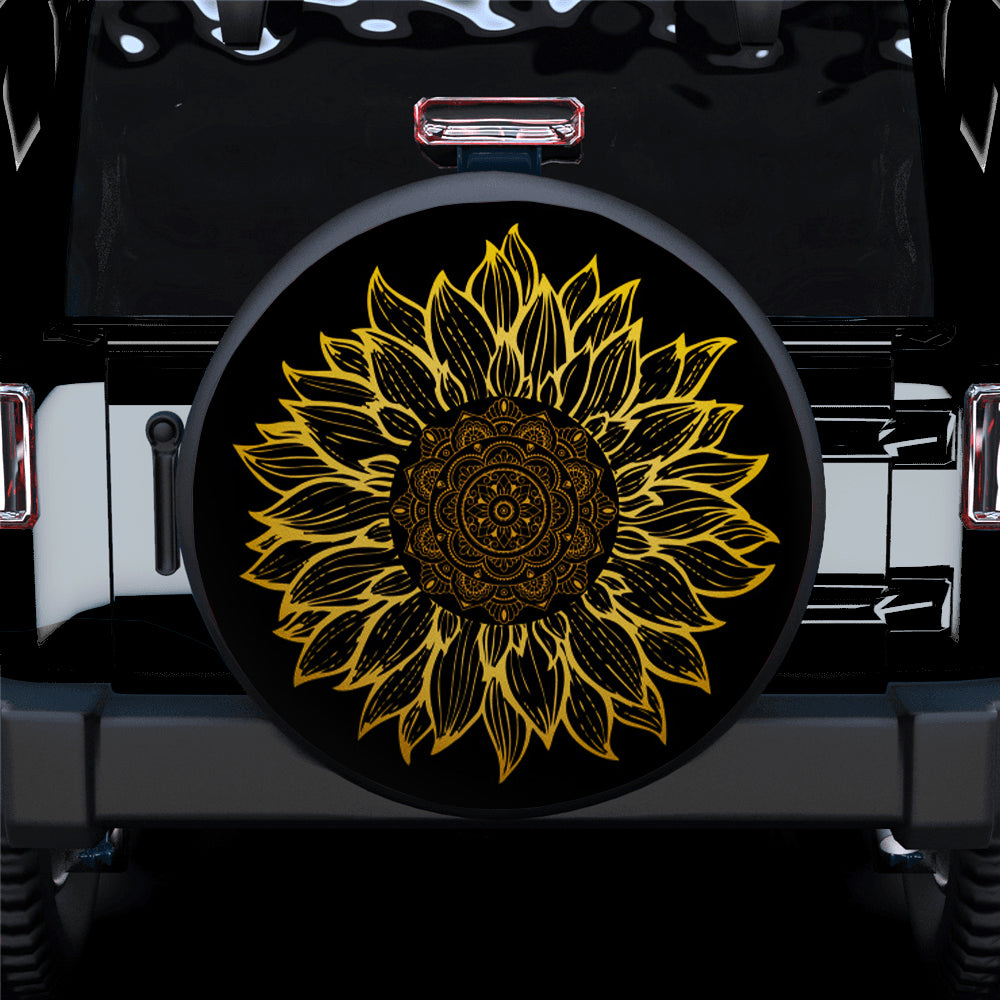 Drawing Sunflower Mandala Car Spare Tire Cover