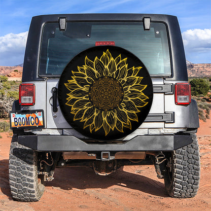 Drawing Sunflower Mandala Car Spare Tire Cover