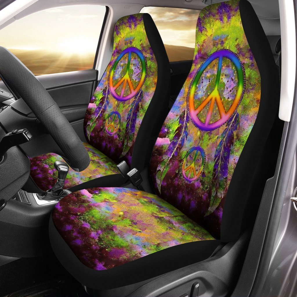Dream Catcher Peace Car Seat Covers Custom Hippie Car Accessories