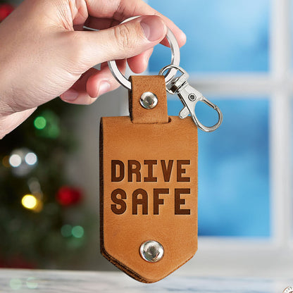 Drive Safe - Personalized Leather Photo Keychain - Birthday Gifts For Men, Husband, Him