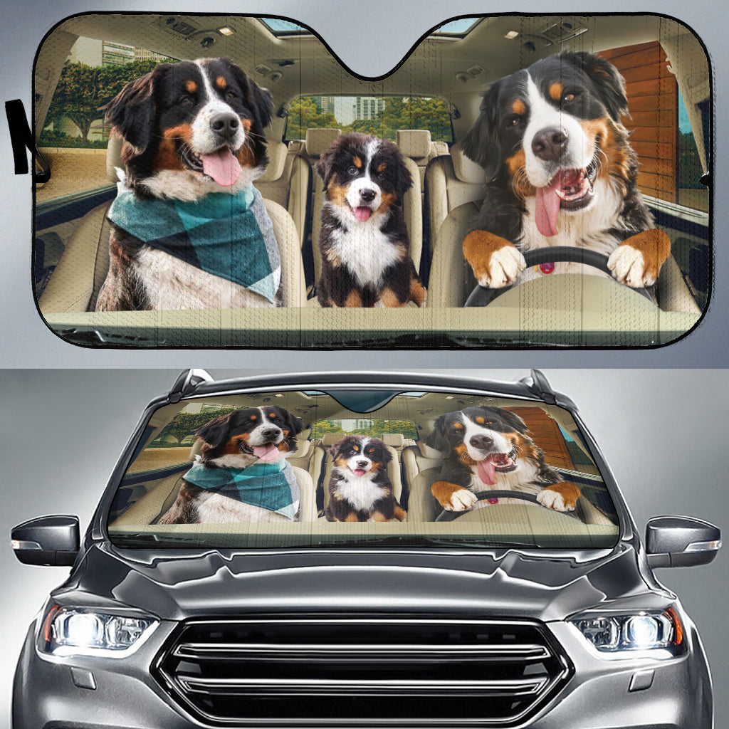 Driving Bernese Mountain Dog All Over Printed 3D Sun Shade