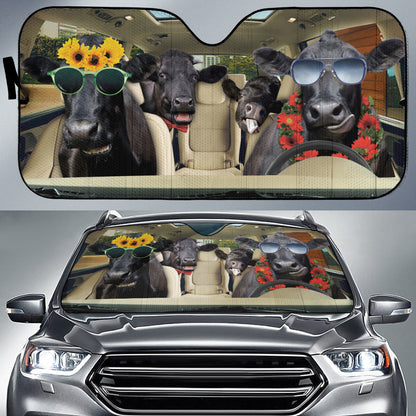 Driving Black Angus Funny All Over Printed 3D Sun Shade