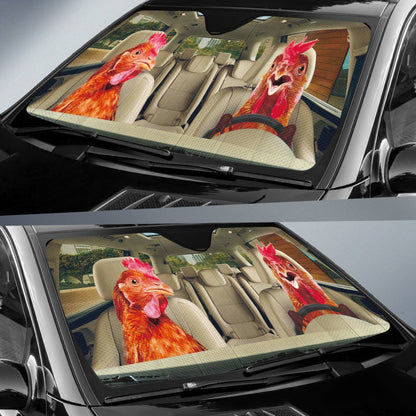 Driving Chickens Car Auto Sunshades