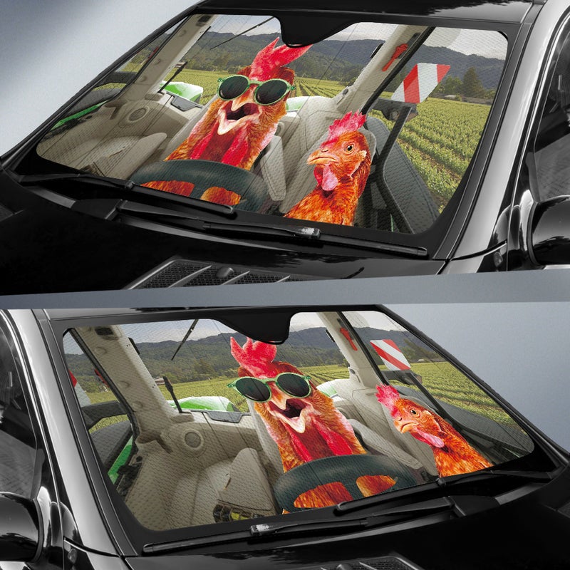 Driving Chickens Tractor Car Auto Sunshades