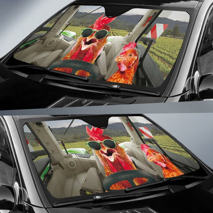 Driving Chickens Tractor Car Auto Sunshades