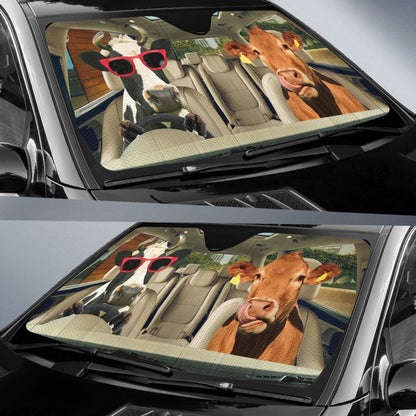 Driving Cows Right Hand Drive Car Auto Sunshades