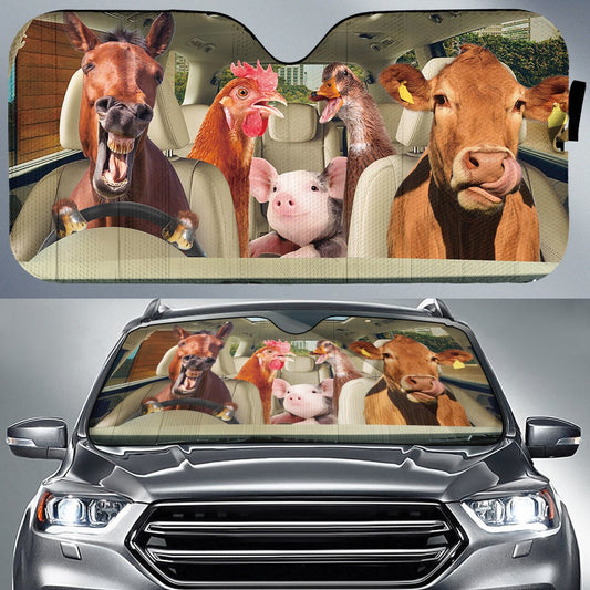 Driving Farm Animals Right Hand Drive Car Auto Sunshades