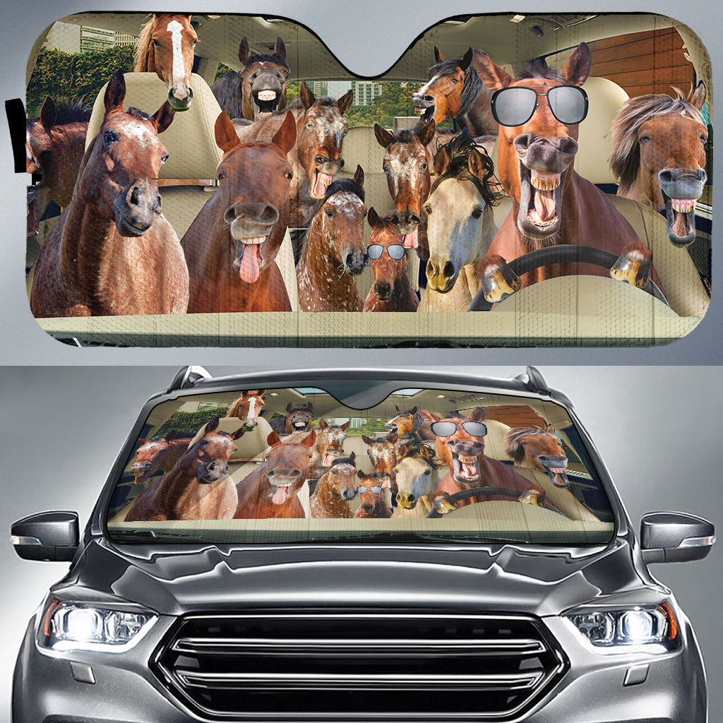Driving Horses Mixed Breeds All Over Printed 3D Sun Shade