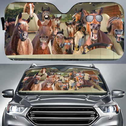 Driving Horses Mixed Breeds All Over Printed 3D Sun Shade
