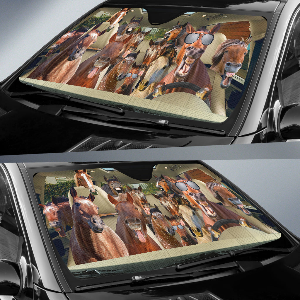 Driving Horses Mixed Breeds All Over Printed 3D Sun Shade