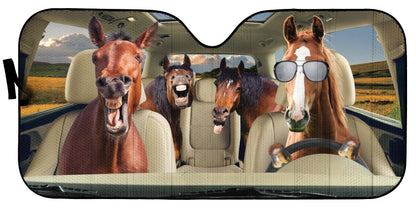 Driving Horses On Farm Car Auto Sunshades