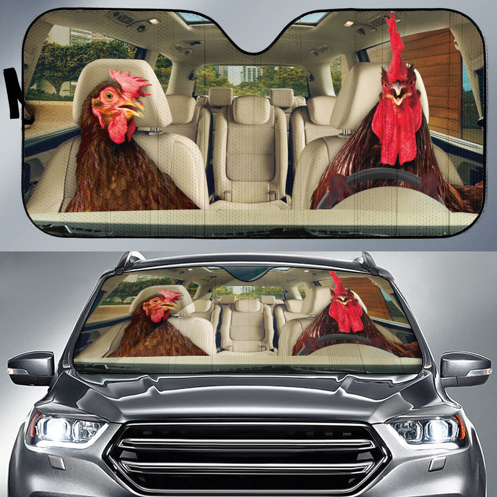 Driving Rhode Island Red Chicken All Over Printed 3D Sun Shade