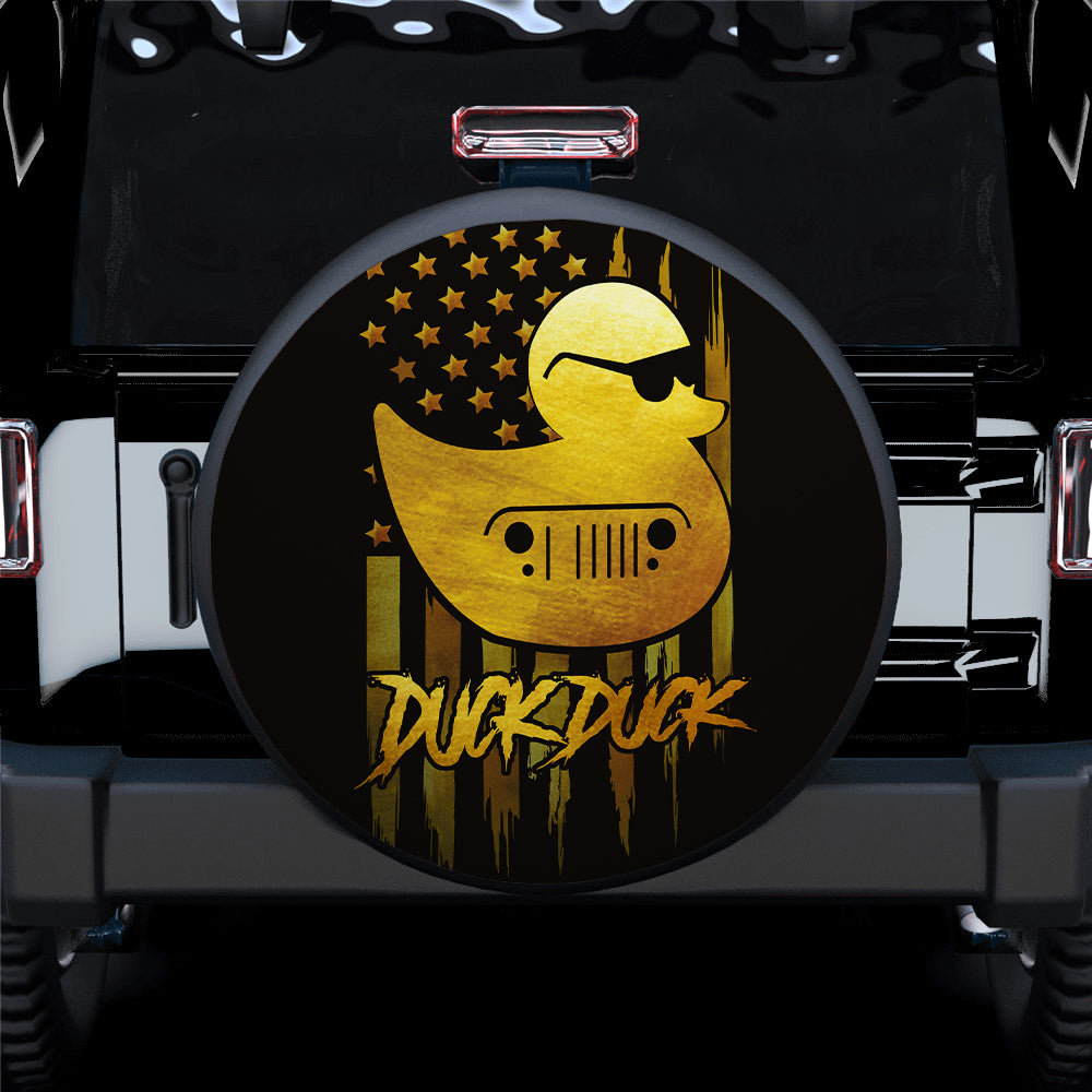 Duck Duck Sunglasses US Flag Funny Car Spare Tire Cover