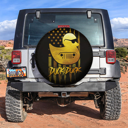 Duck Duck Sunglasses US Flag Funny Car Spare Tire Cover
