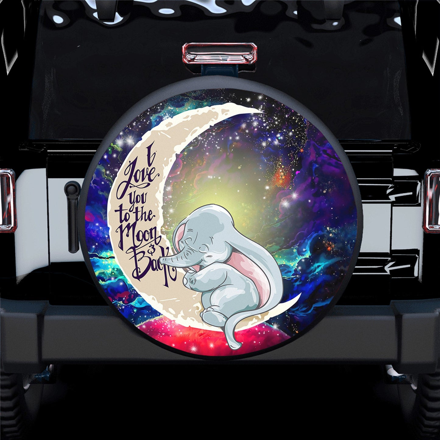 Dumbo Elephant Love You To The Moon Galaxy Spare Tire Cover