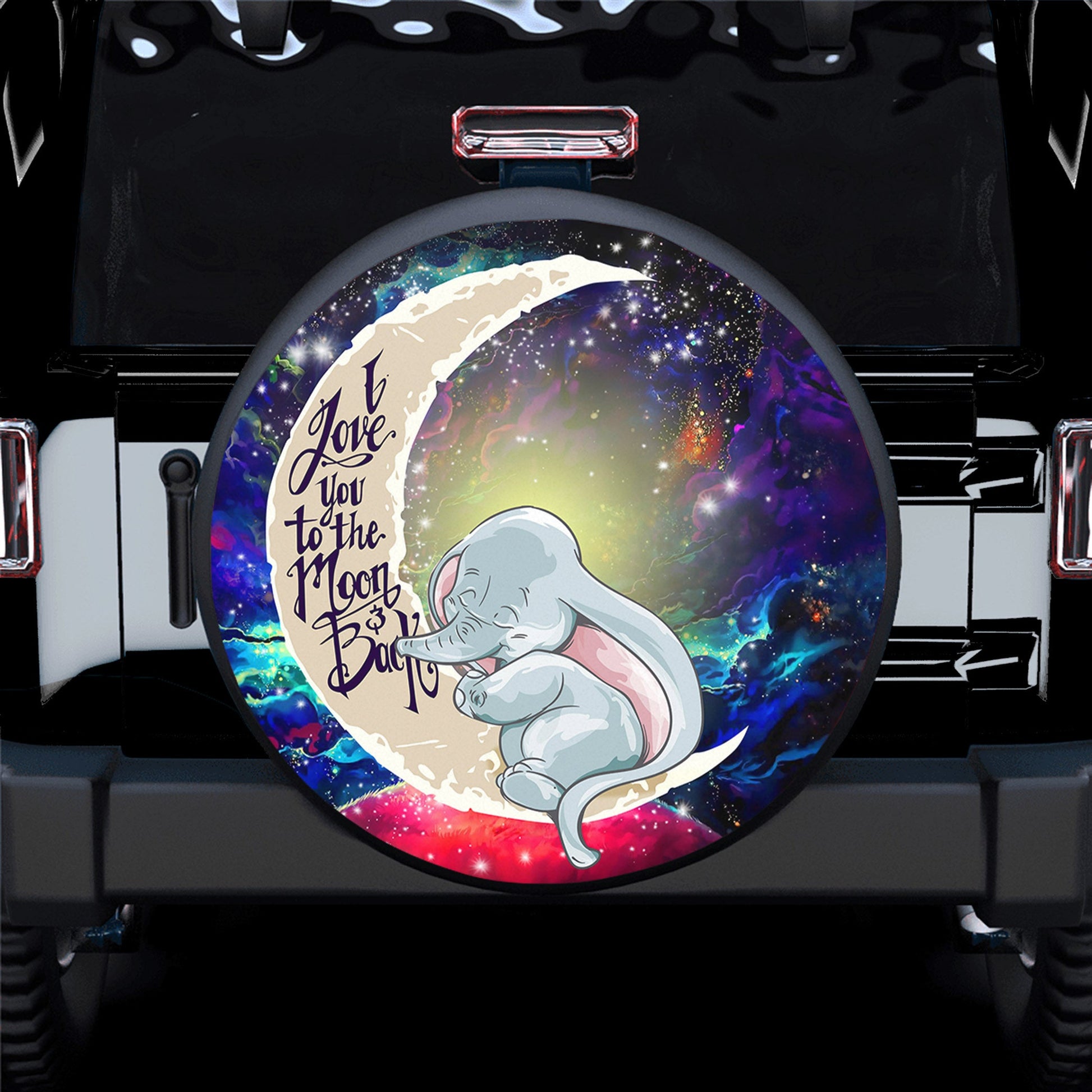 Dumbo Elephant Love You To The Moon Galaxy Spare Tire Cover