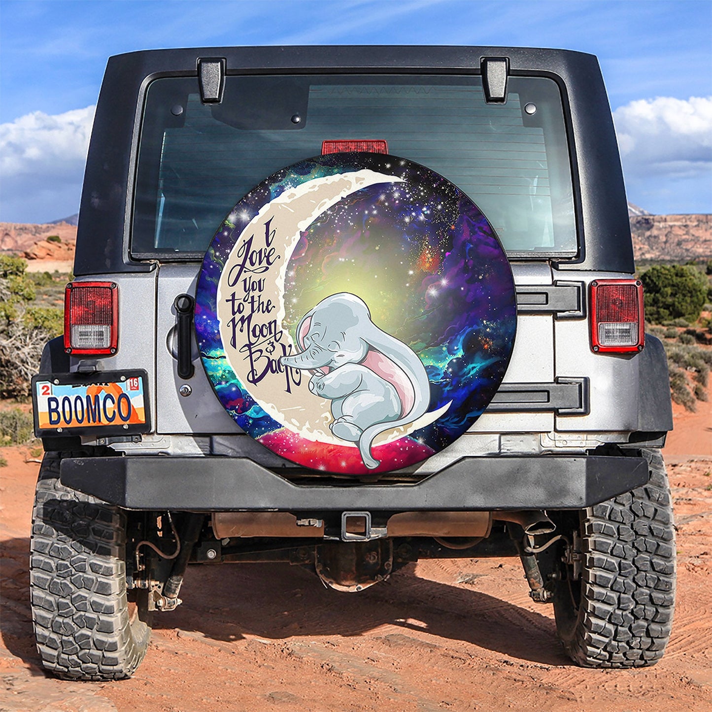 Dumbo Elephant Love You To The Moon Galaxy Spare Tire Cover
