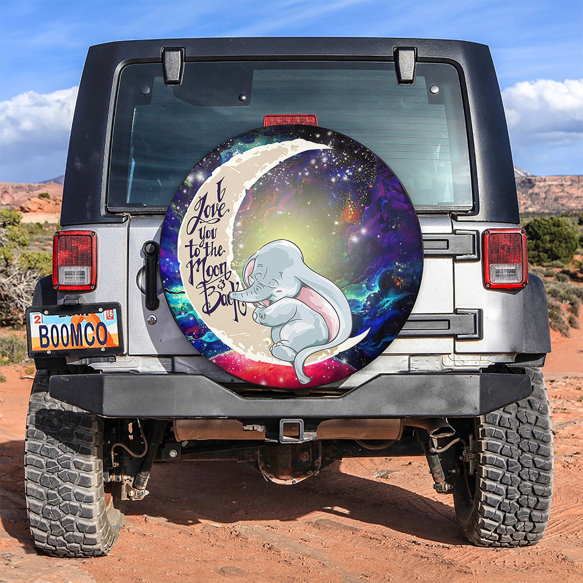 Dumbo Elephant Love You To The Moon Galaxy Spare Tire Cover
