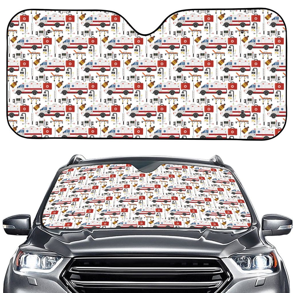 EMS Paramedic Pattern Print Car Windshield Sun Shade