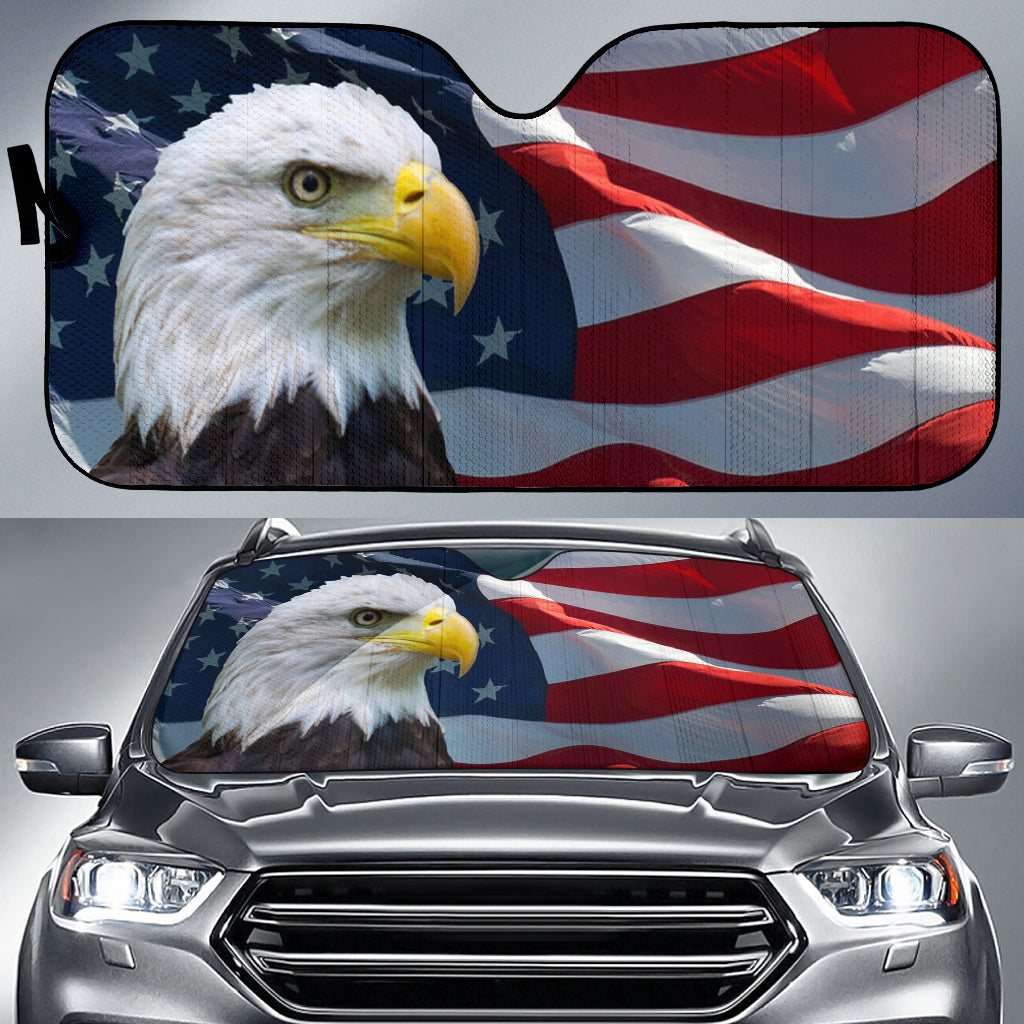Eagle American Flag  Car Auto Sun Shades Windshield Accessories Decor Gift