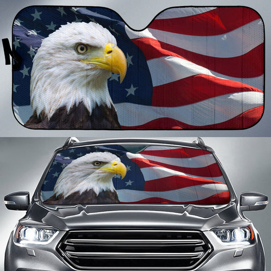 Eagle American Flag  Car Auto Sun Shades Windshield Accessories Decor Gift