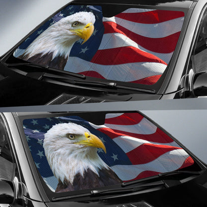 Eagle American Flag  Car Auto Sun Shades Windshield Accessories Decor Gift