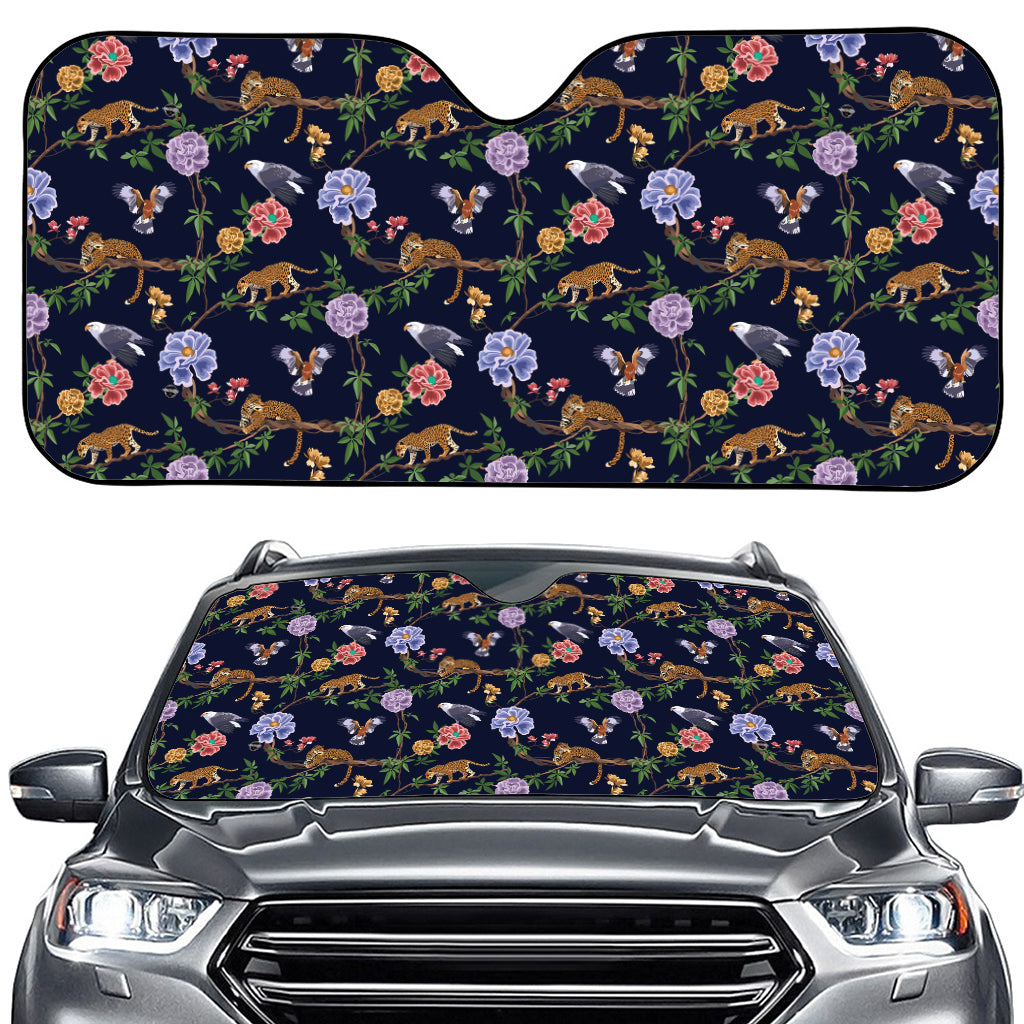 Eagle And Jaguar Pattern Print Car Windshield Sun Shade