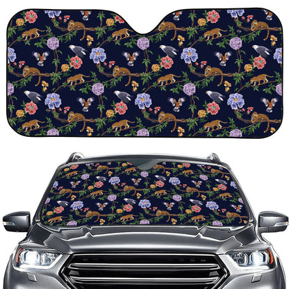 Eagle And Jaguar Pattern Print Car Windshield Sun Shade