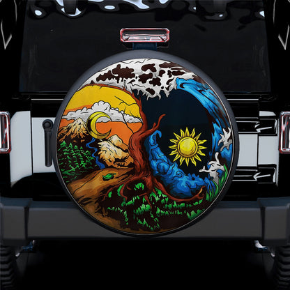 Earth Sun Moon Yin Yang Jeep Car Spare Tire Cover