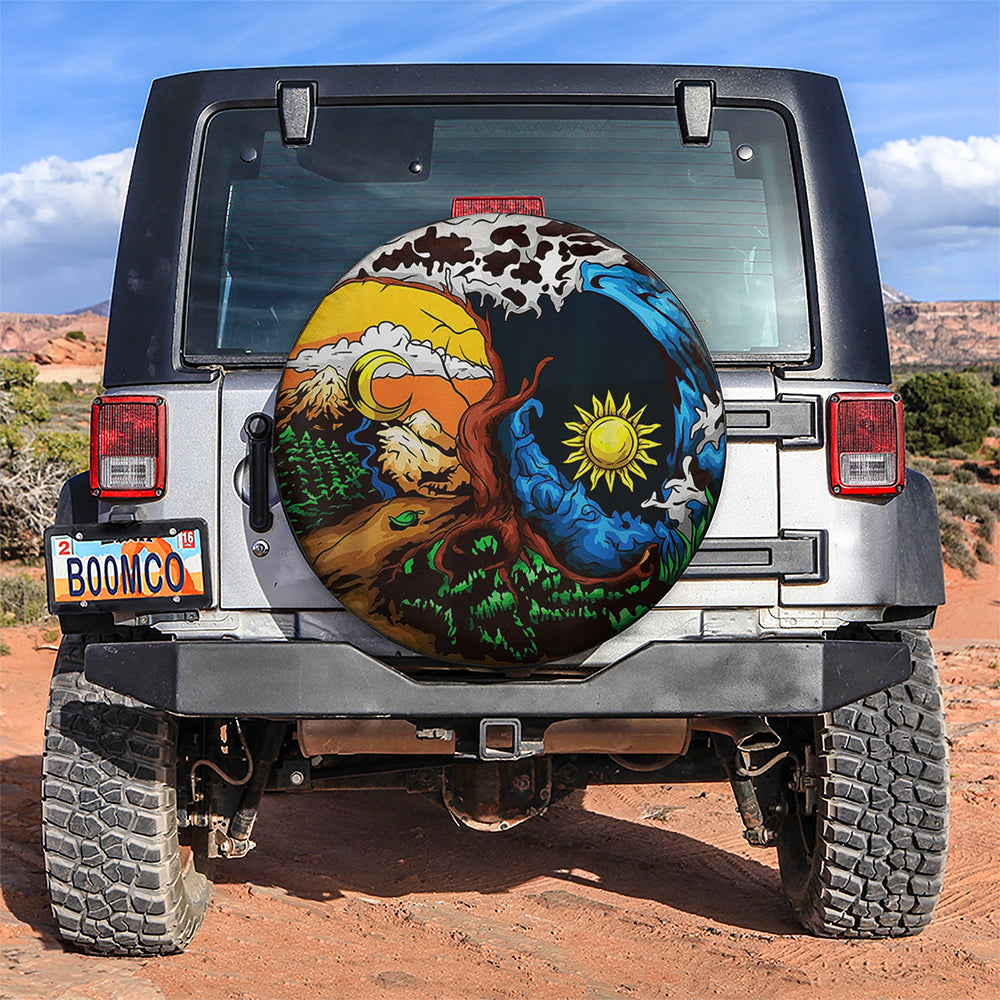 Earth Sun Moon Yin Yang Jeep Car Spare Tire Cover