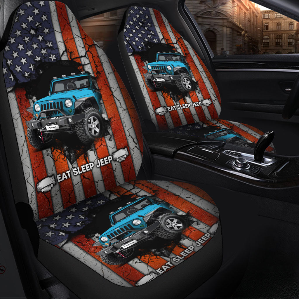 Eat Sleep Jeep Blue Car Seat Covers