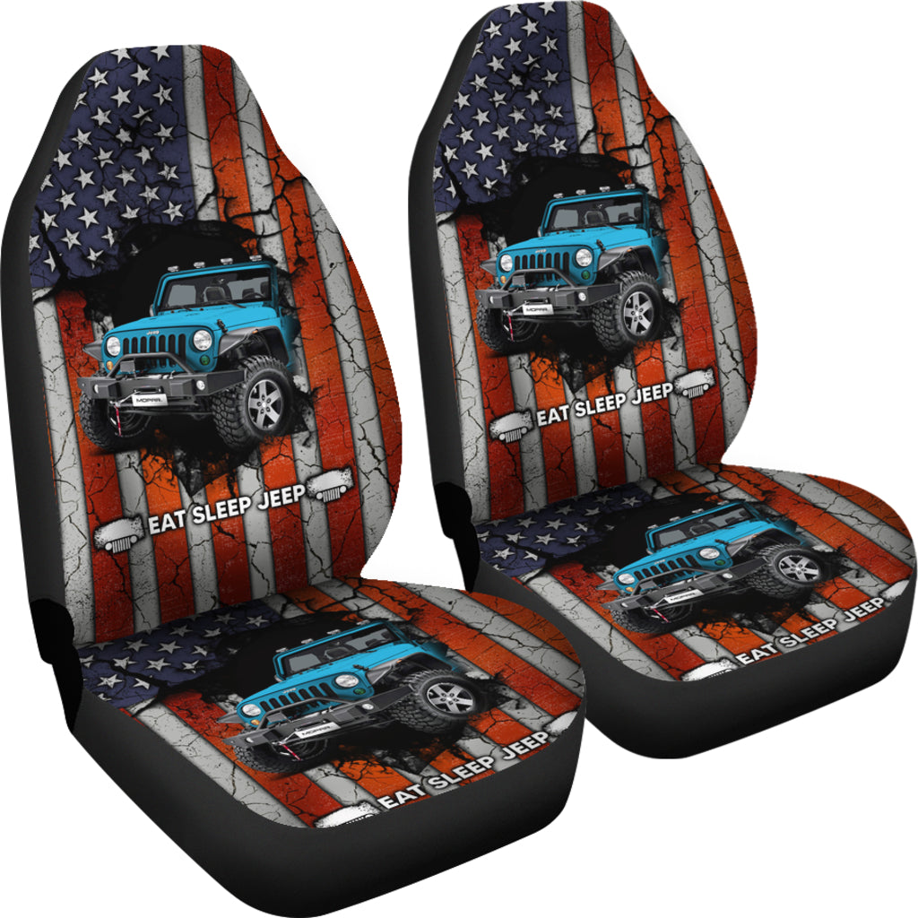 Eat Sleep Jeep Blue Car Seat Covers