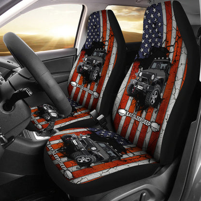 Eat Sleep Jeep Gray Car Seat Covers