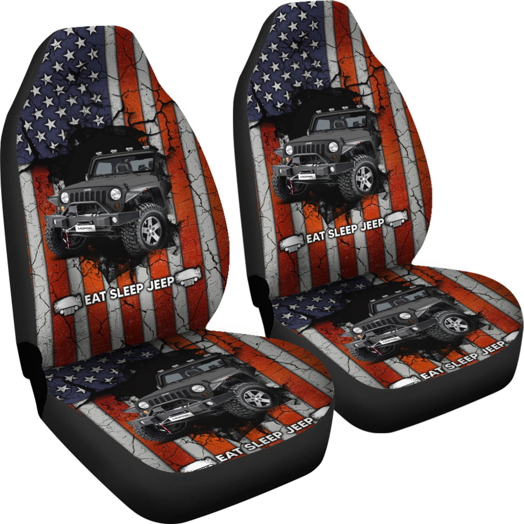 Eat Sleep Jeep Gray Car Seat Covers