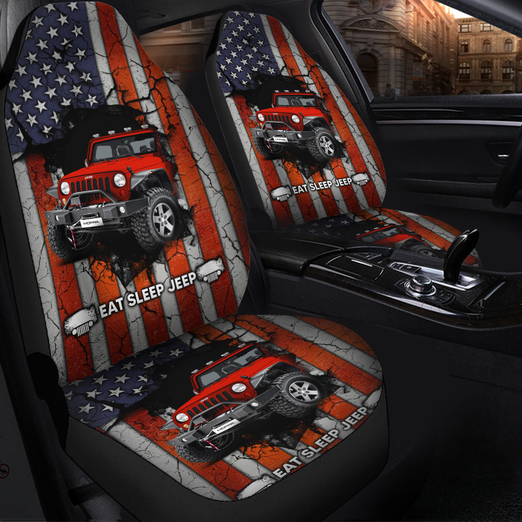 Eat Sleep Jeep Red Car Seat Covers