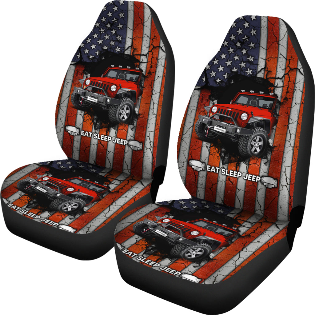 Eat Sleep Jeep Red Car Seat Covers