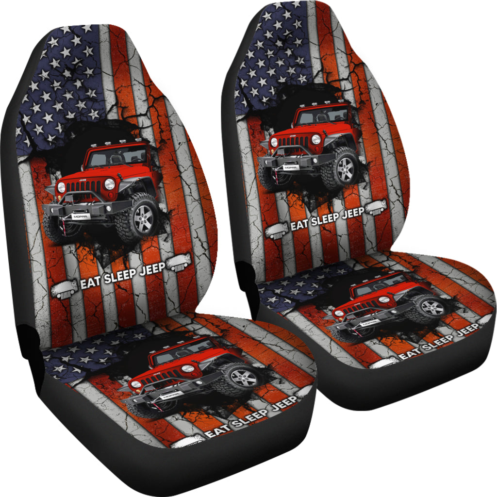Eat Sleep Jeep Red Car Seat Covers