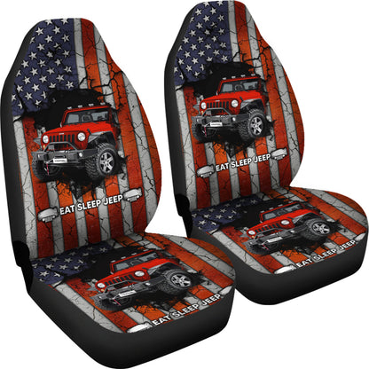 Eat Sleep Jeep Red Car Seat Covers