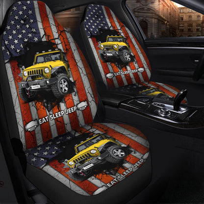 Eat Sleep Jeep Yellow Car Seat Covers