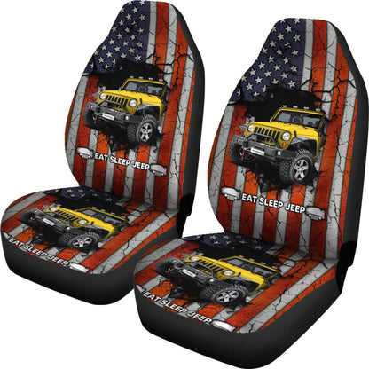 Eat Sleep Jeep Yellow Car Seat Covers