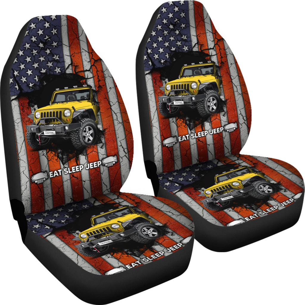 Eat Sleep Jeep Yellow Car Seat Covers