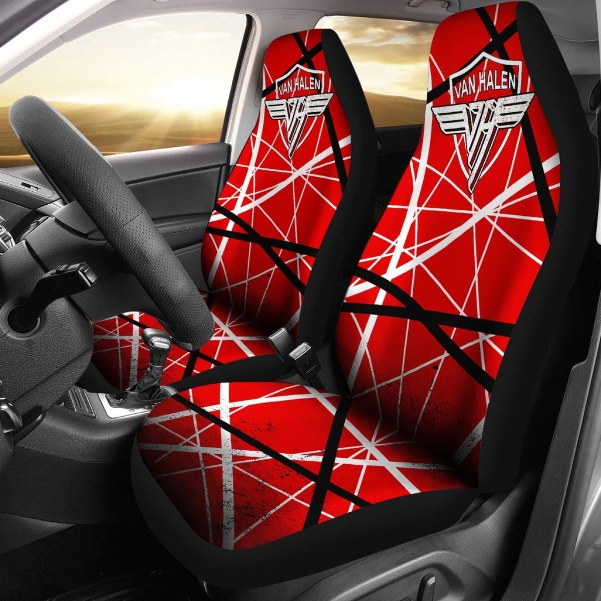 Eddie Van Halen Car Seat Covers Frankenstein Pattern Universal Fit 194801