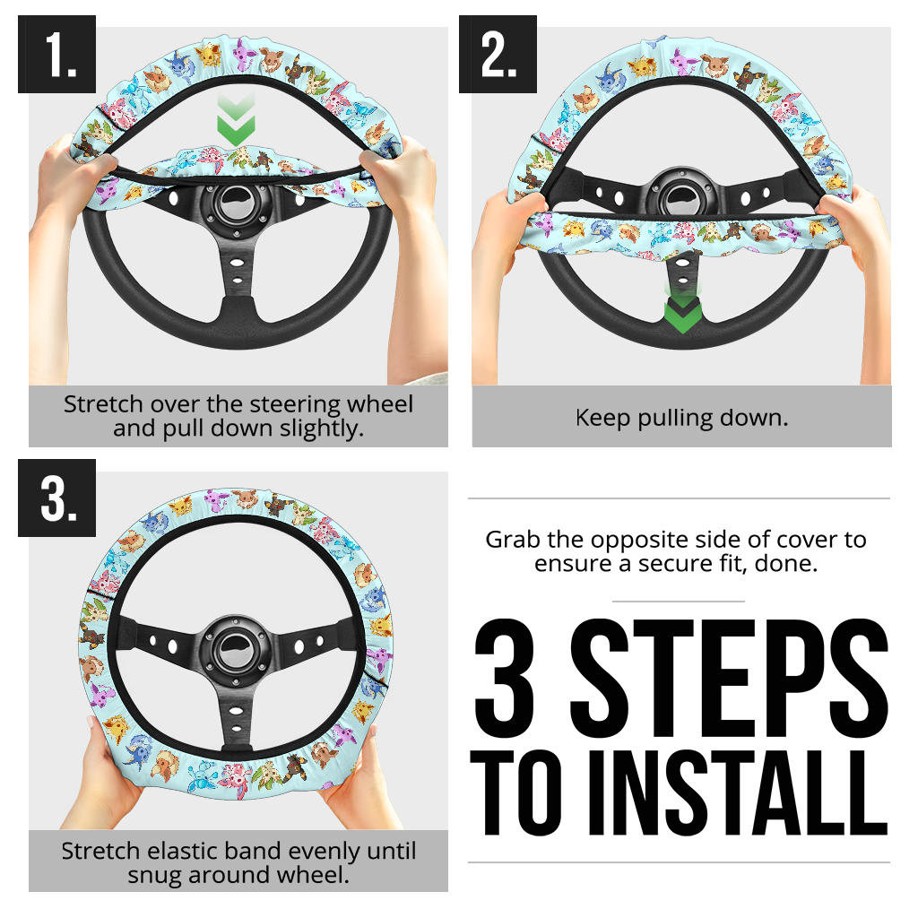 Eevee Evolution Car Steering Wheel Cover