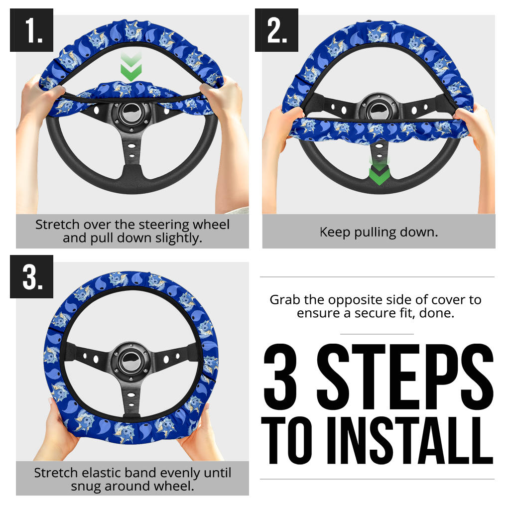 Eevee Evolution Vaporeon Car Steering Wheel Cover