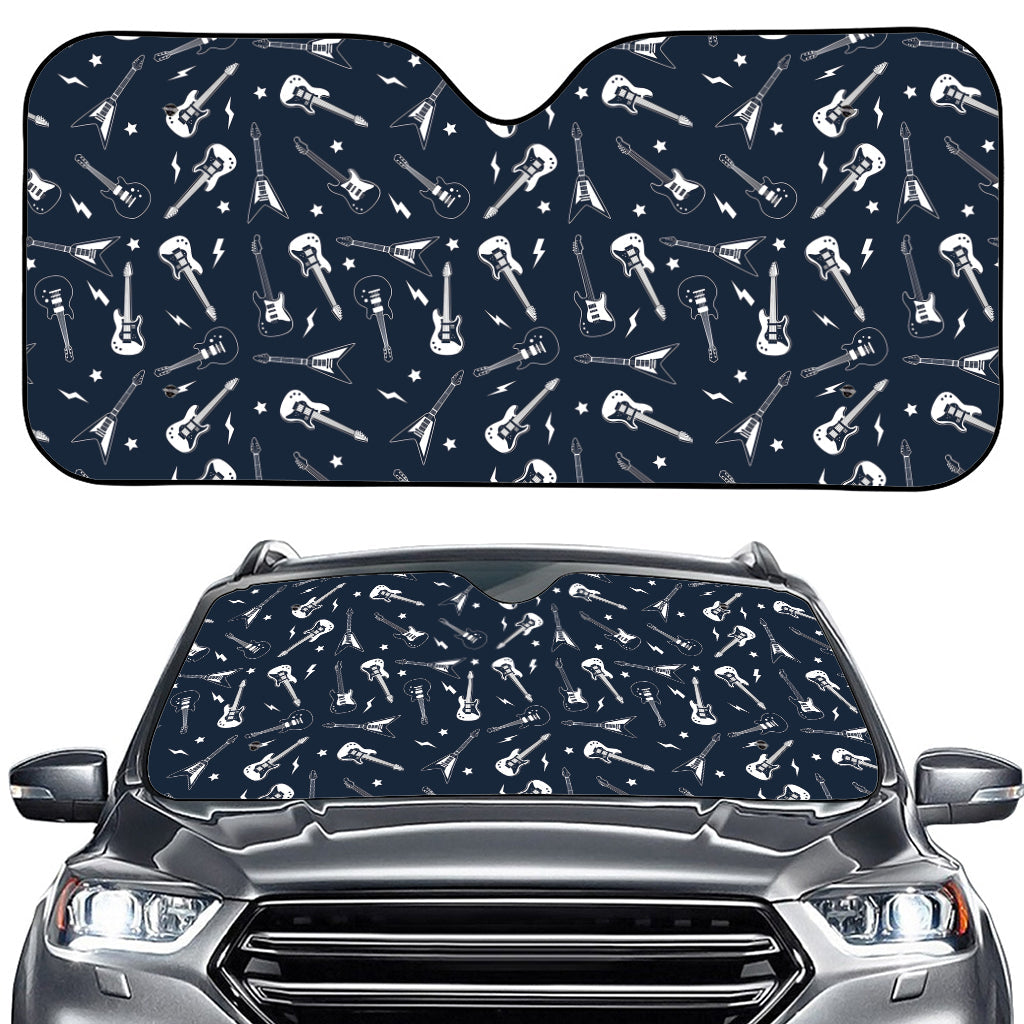 Electric Guitar Pattern Print Car Windshield Sun Shade