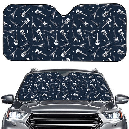 Electric Guitar Pattern Print Car Windshield Sun Shade